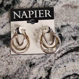 Napier Gold and Silver Hoop Earrings